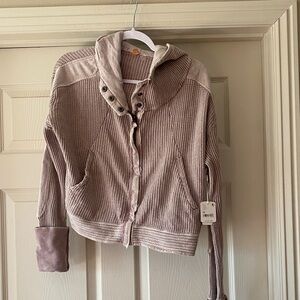 Free People FP Lilac Hooded Button-Up Jacket Sz m.  NWT